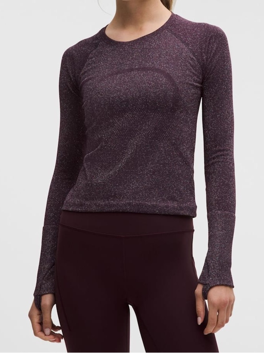lululemon Swiftly Tech Long-Sleeve Shirt 2.0 Waist Length Sparkle — Size 0